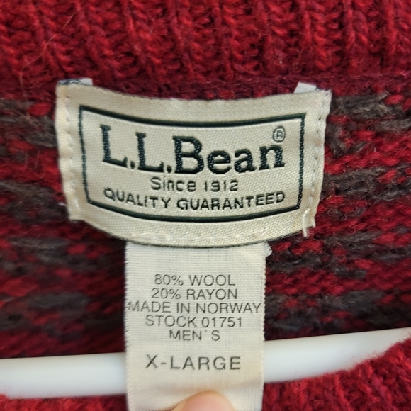 Vintage LL Bean Red Birdseye Sweater Men's Size XL Norway Wool Blend - Picture 3 of 6